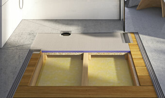 JACKOBOARD<sup>®</sup> Aqua Flat 'de' drempelloze douchebodem voor houten vloeren