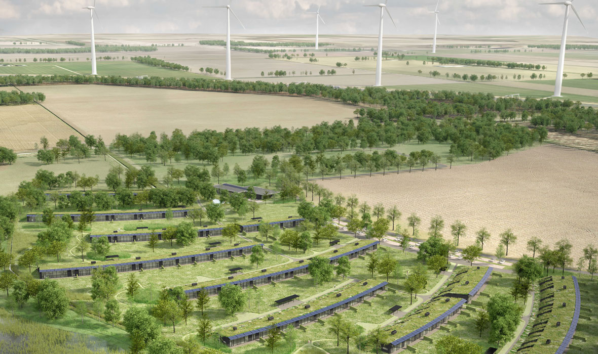 Groen omkeerdak in uniek en energieneutraal woonproject