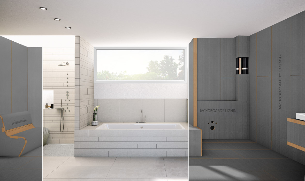 JACKOBOARD® LIGNIN: De CO2-geoptimaliseerde bouwplaat voor modern badkamerinrichting wordt gelanceerd