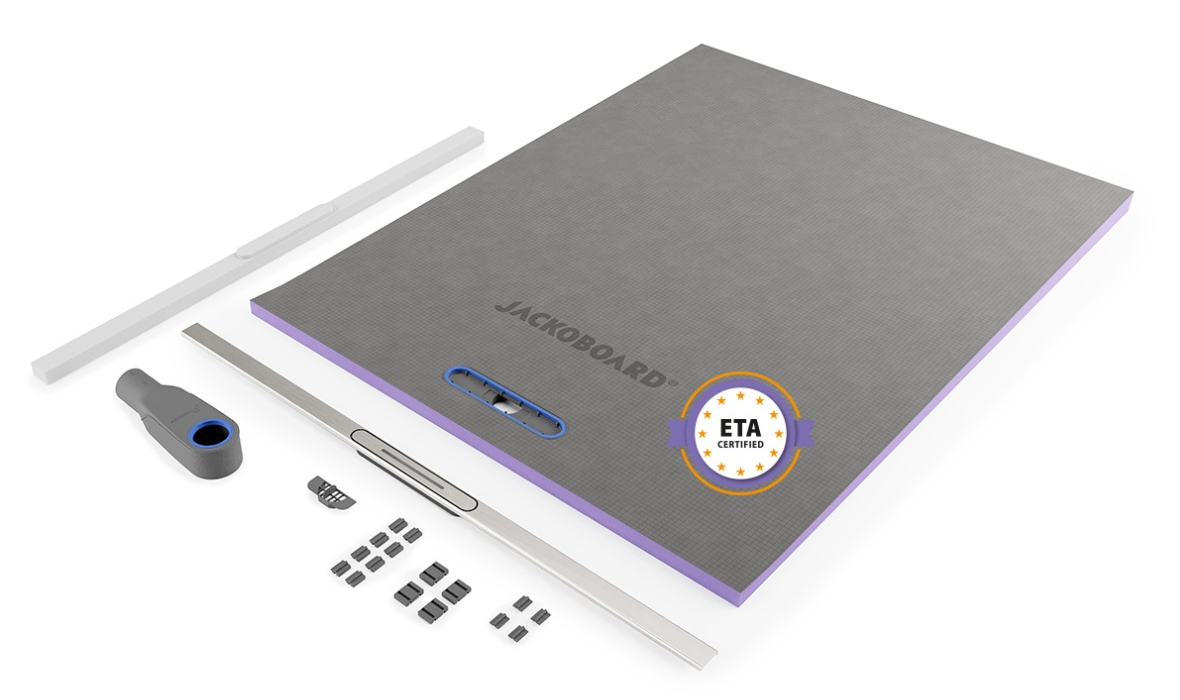 JACKOBOARD® Aqua Color&Cut: betegelbaar douche-element met inkortbare roestvrijstalen goot in aantrekkelijke kleuren en strak design